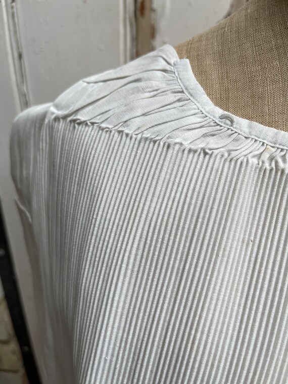 Antique Dutch White Starched Cotton Bib Shirt Blouse Gem