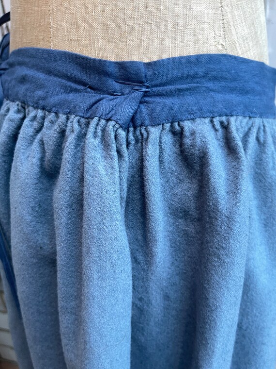 Antique vintage French handmade blue wool skirt s… - image 9