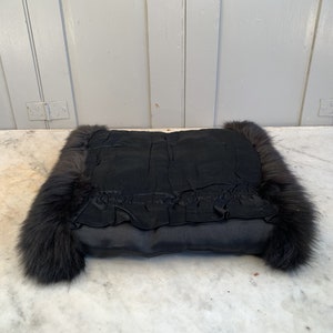 Antique French black fur muffler