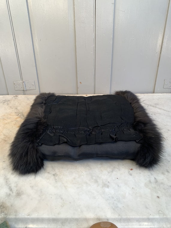 Antique French black fur muffler - image 1