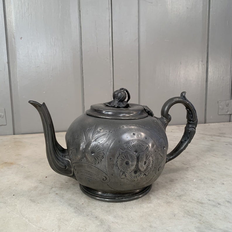 Antique English pewter teapot no 2 Etsy