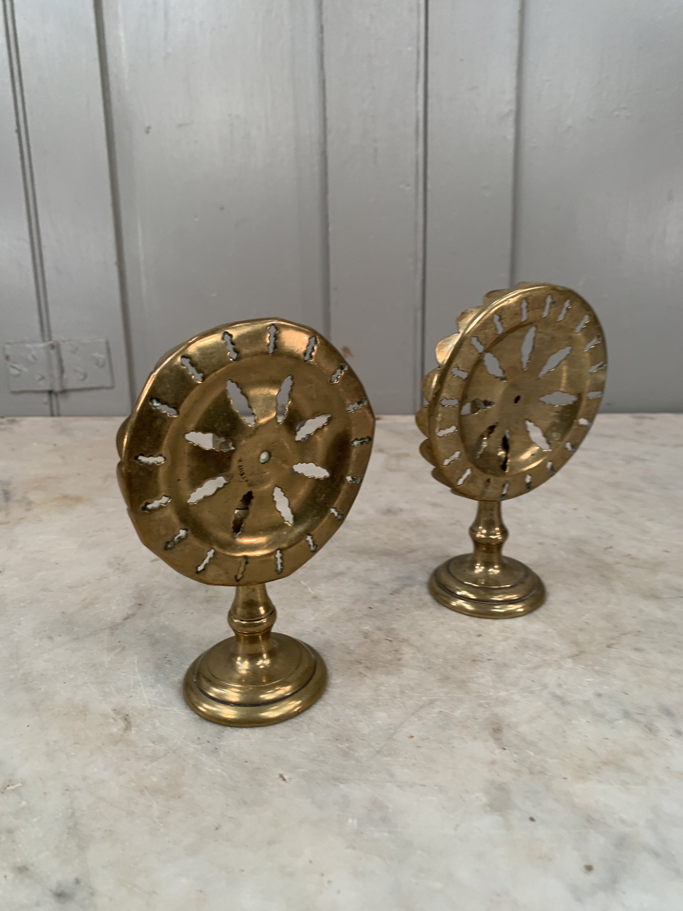 Pair antique brass candle reflectors Etsy