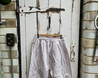 Antique French mauve striped brushed cotton bloomers sleep shorts size XS UK 8