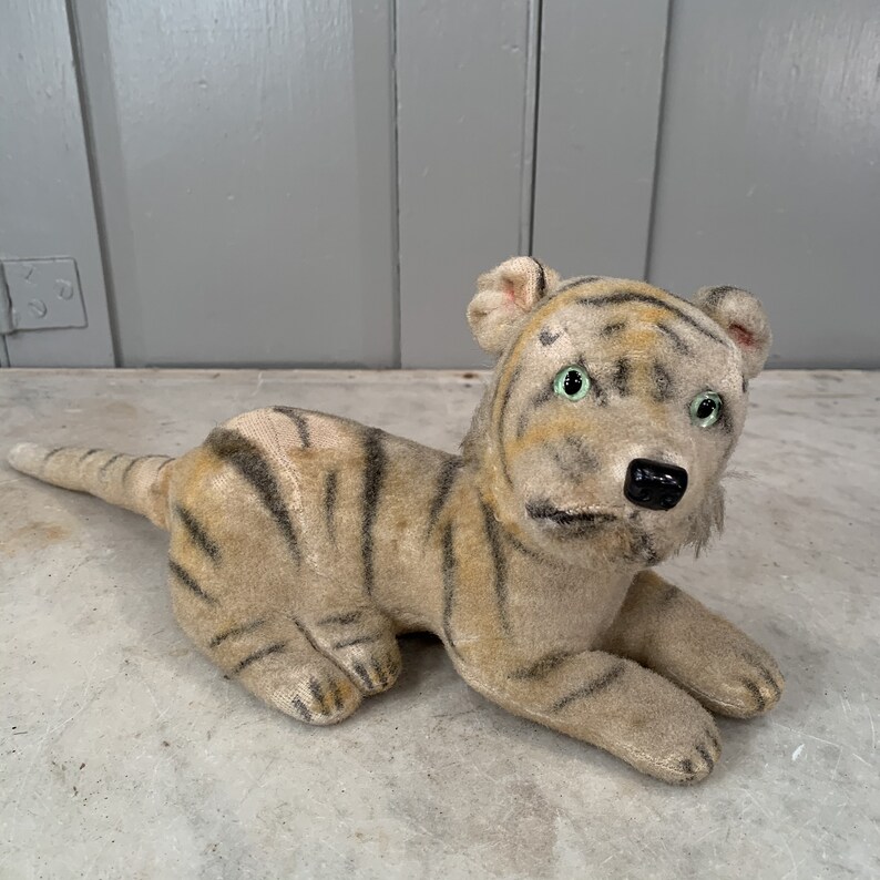 Vintage small stuffed toy tiger Etsy