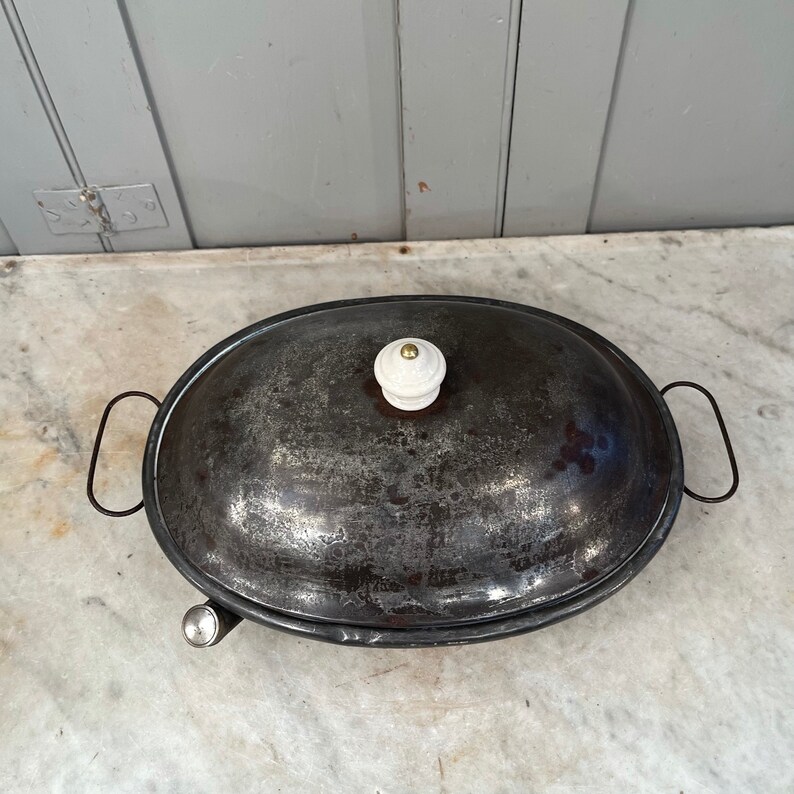 Antique Victorian Tin and Ceramic Warming Dish Etsy UK