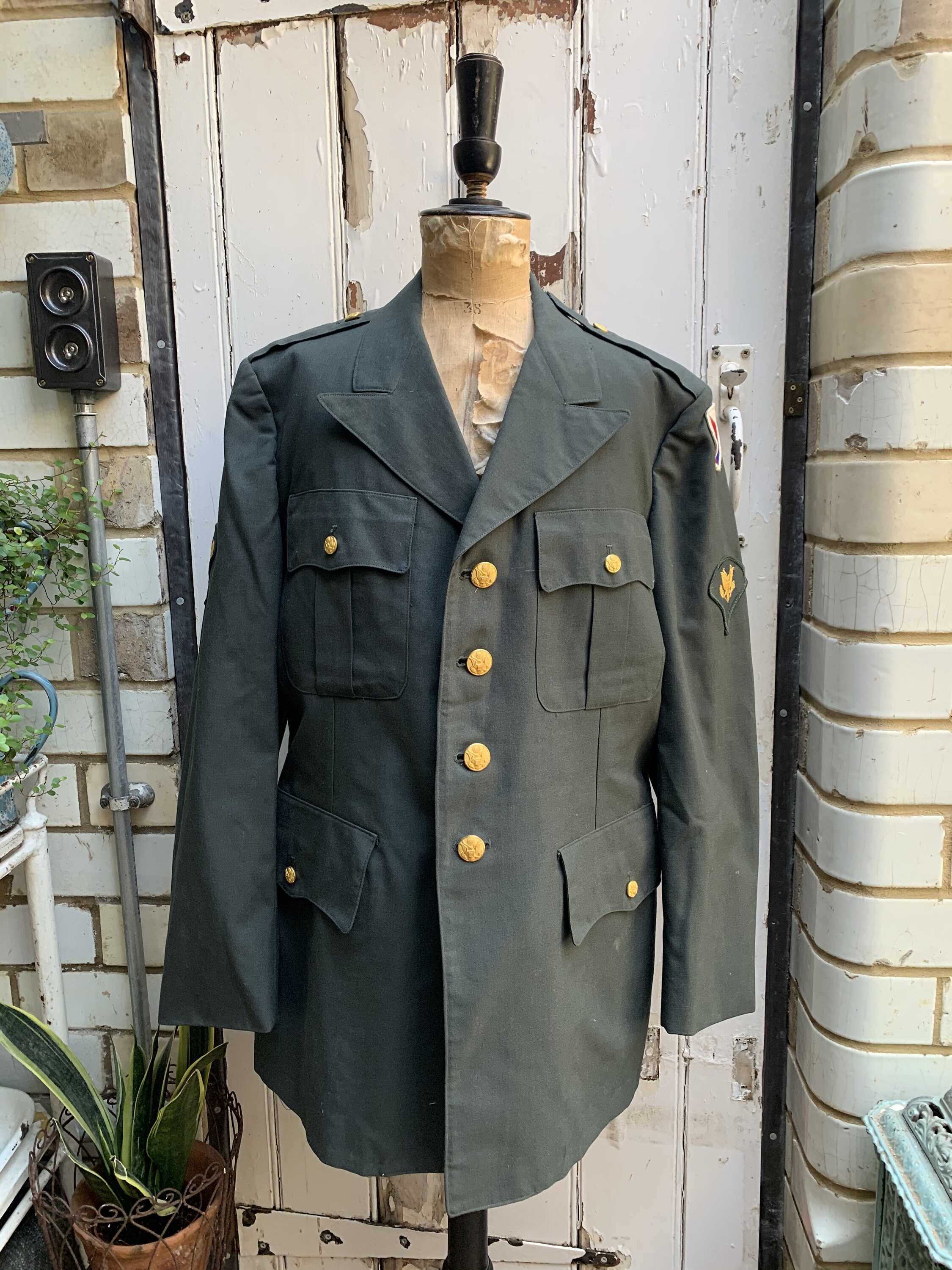 Vintage Military Mens Army Green Wool Blend Uniform Jacket Vintage Military Mens Army Green Wool Blend Uniform Jacket