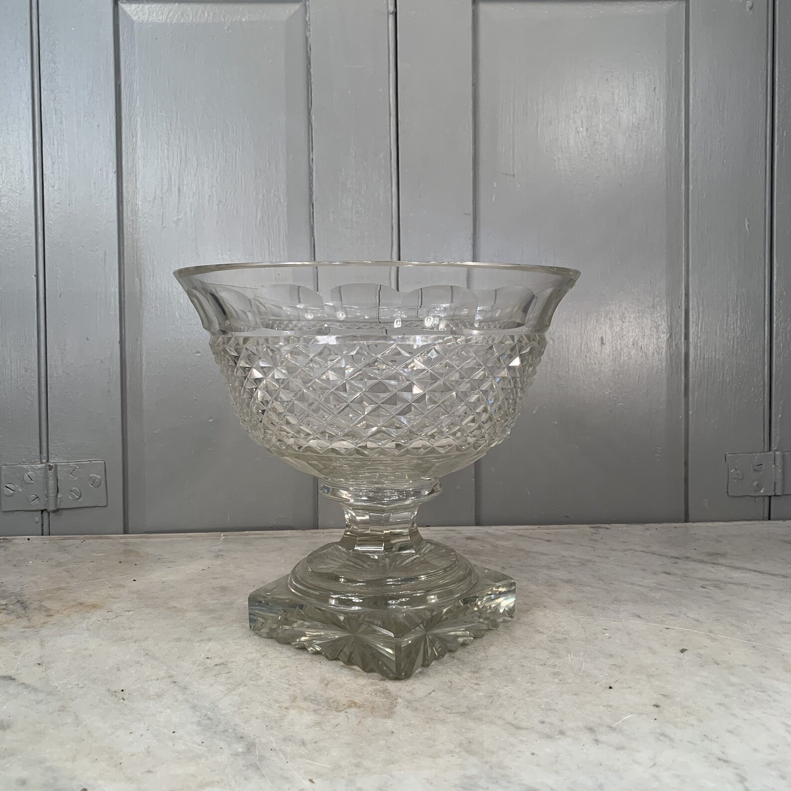 Antique large cut glass fruit bowl Etsy
