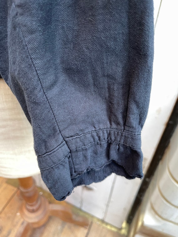 Antique French black brushed cotton blouse size M… - image 6