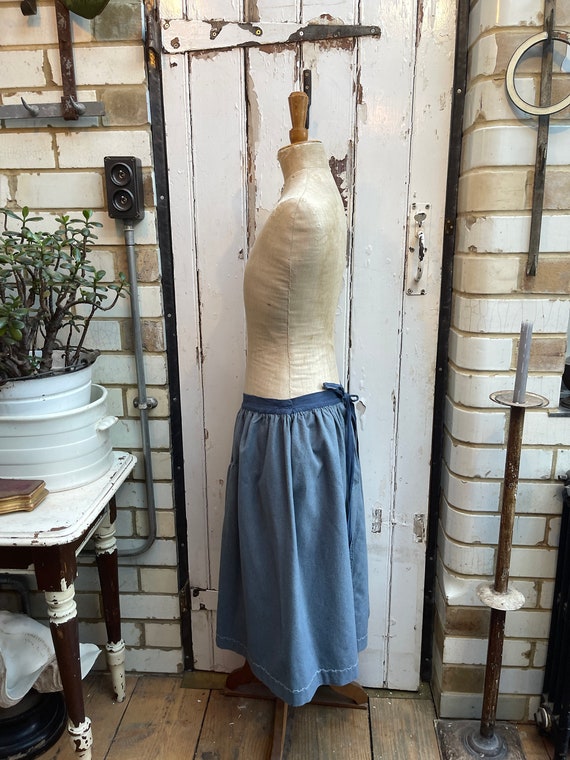 Antique vintage French handmade blue wool skirt s… - image 10