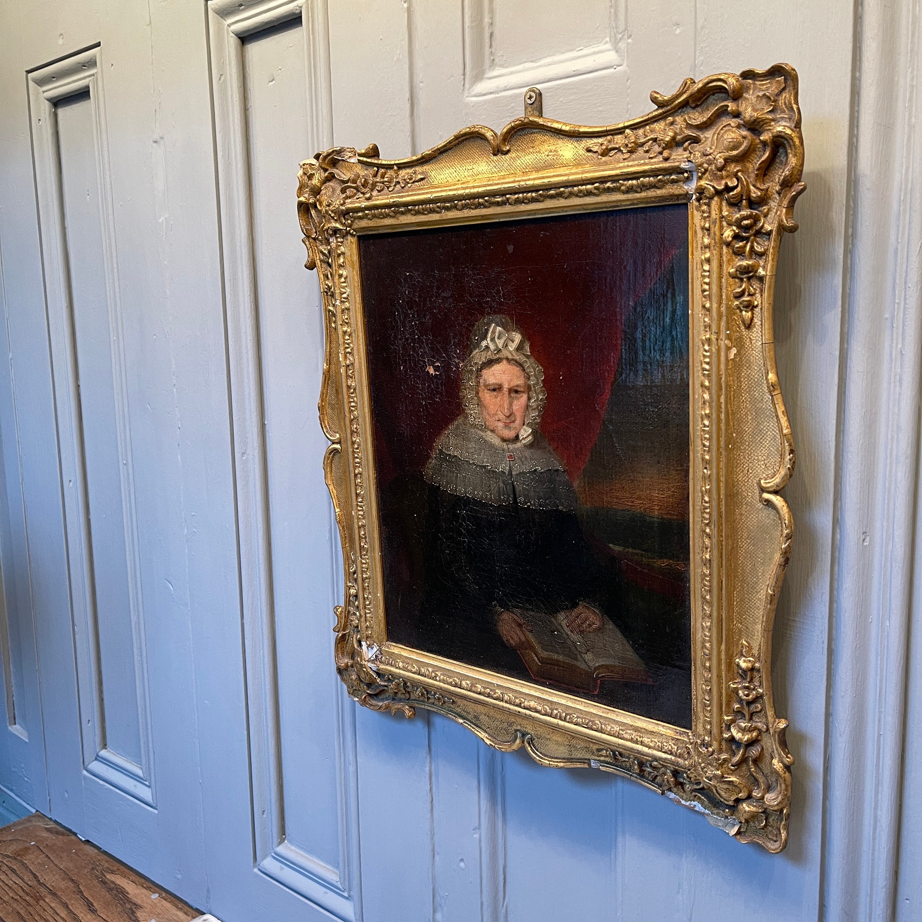 Antique Georgian Early Victorian Oil Painting Portrait of Senior Lady ...