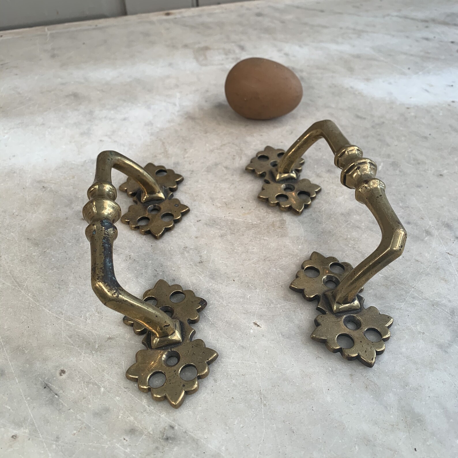 Pair antique Gothic brass handles Etsy