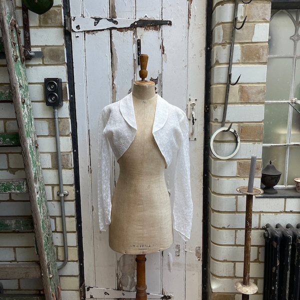 Antique handmade white lace jacket size XS UK 8/10