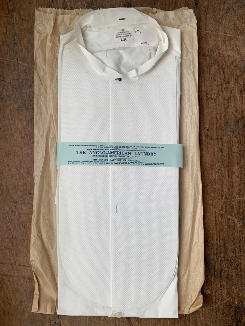 Antique English white cotton dress shirt by Hawes /& Curtis London size 16 final instalment SOLD to Joven