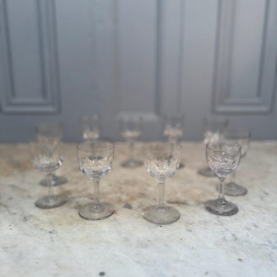 10 Assorted Antique Victorian Small Cut Glass Wine or Sherry