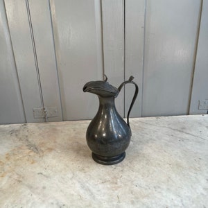 Antique Art Nouveau pewter lidded jug or pitcher by James Dixon & Sons