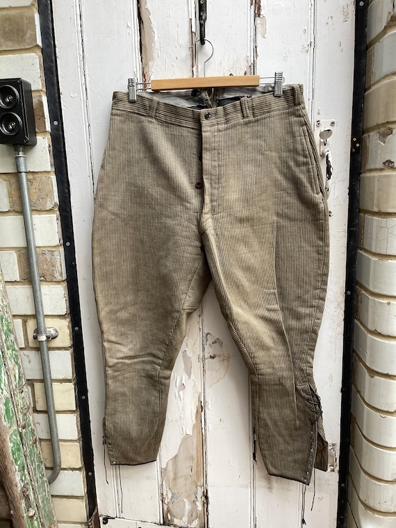 Antique Vintage French Mens Brown Cotton Jodhpurs Breeches