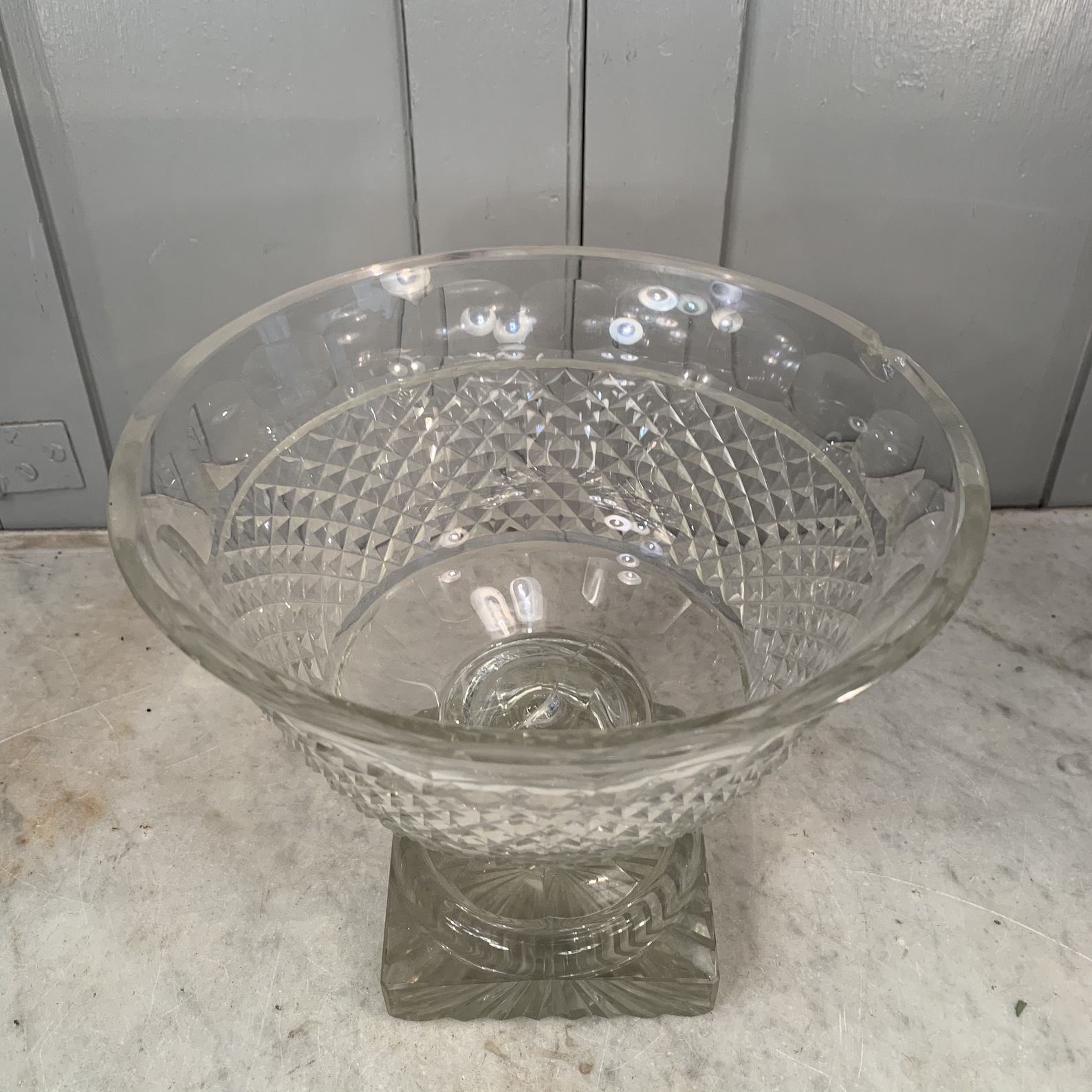 Antique large cut glass fruit bowl Etsy