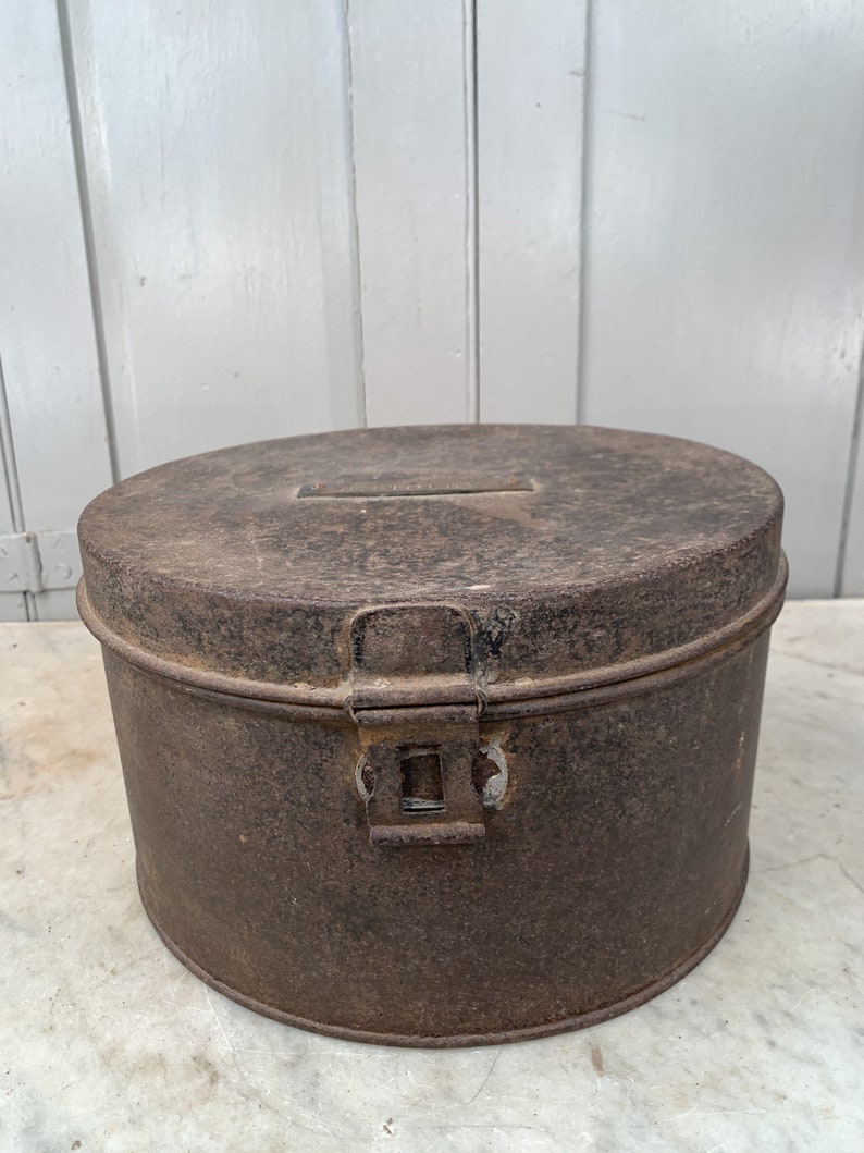 Antique Toleware Hatbox Tin Hat Box Brass Nameplate J Storey Etsy UK