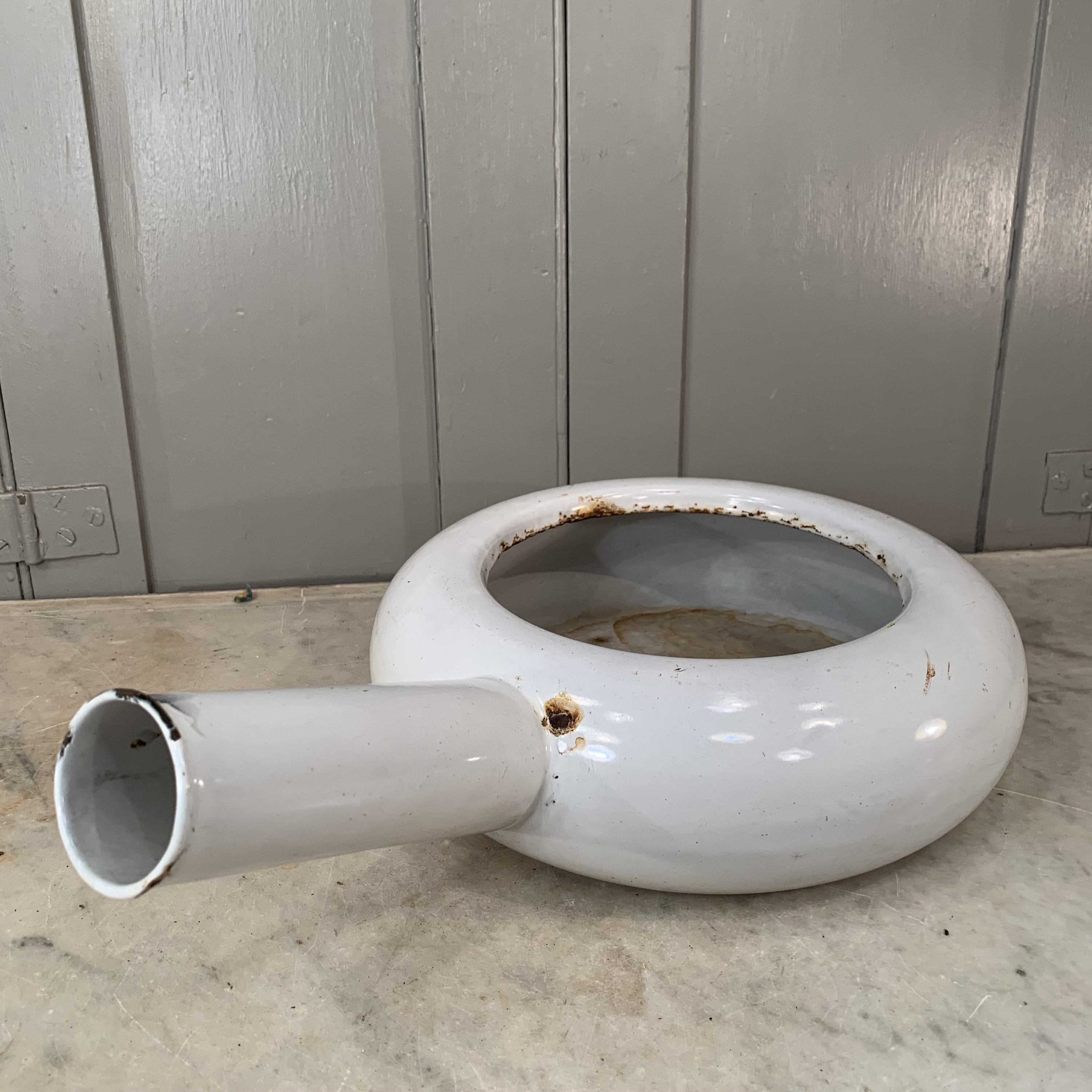 Antique English white enamel bedpan Etsy