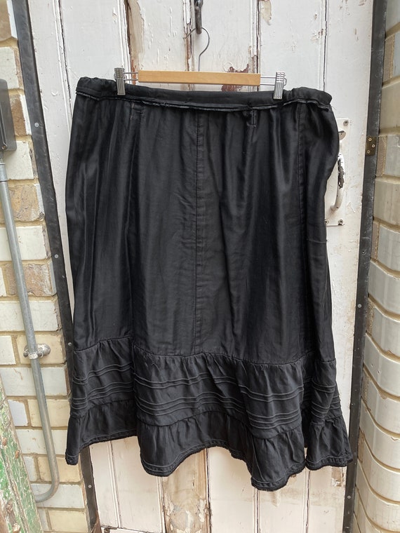 Antique French handmade black cotton skirt with w… - image 2