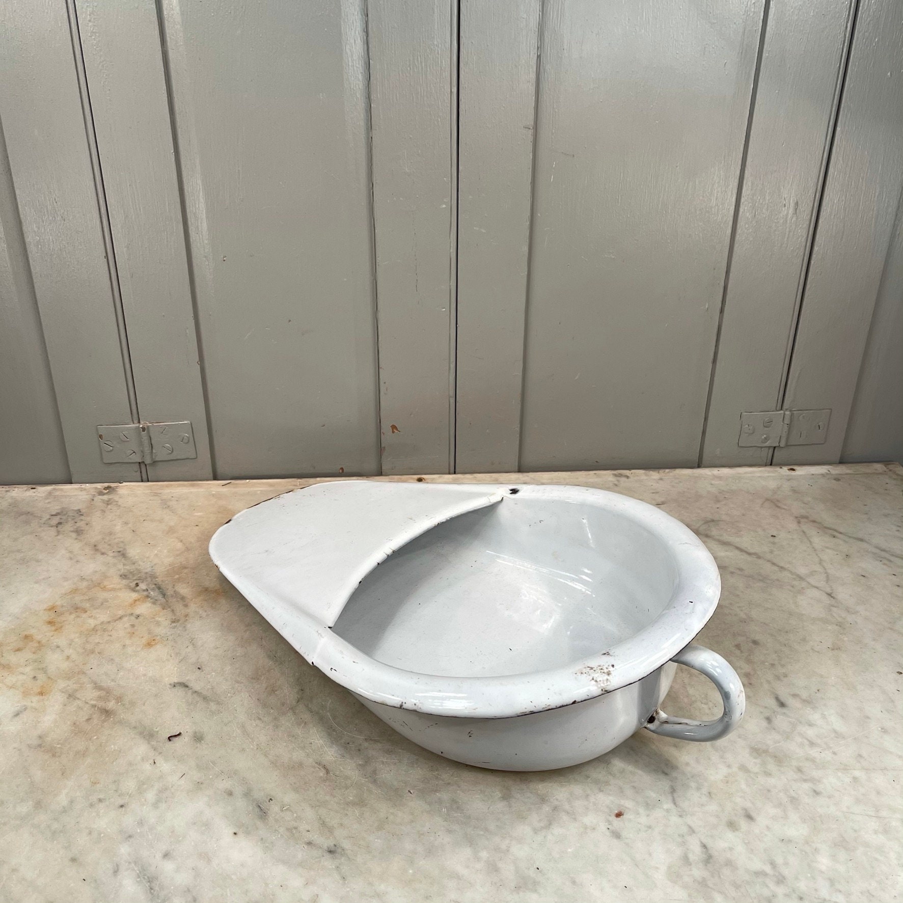 Antique Vintage French White Enamel Slipper Bedpan Etsy UK