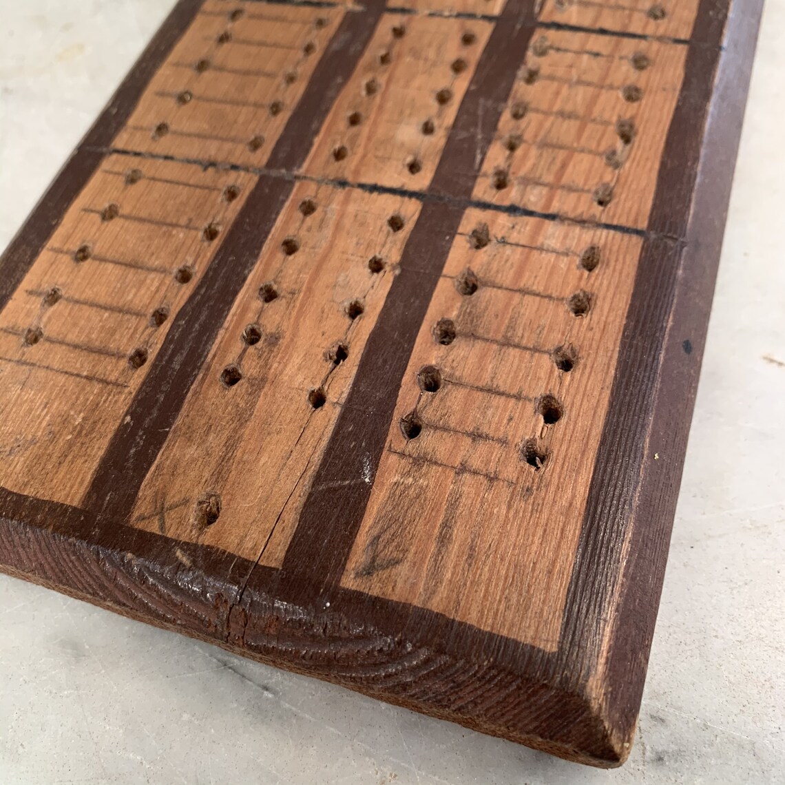 Antique large wooden cribbage board | Etsy