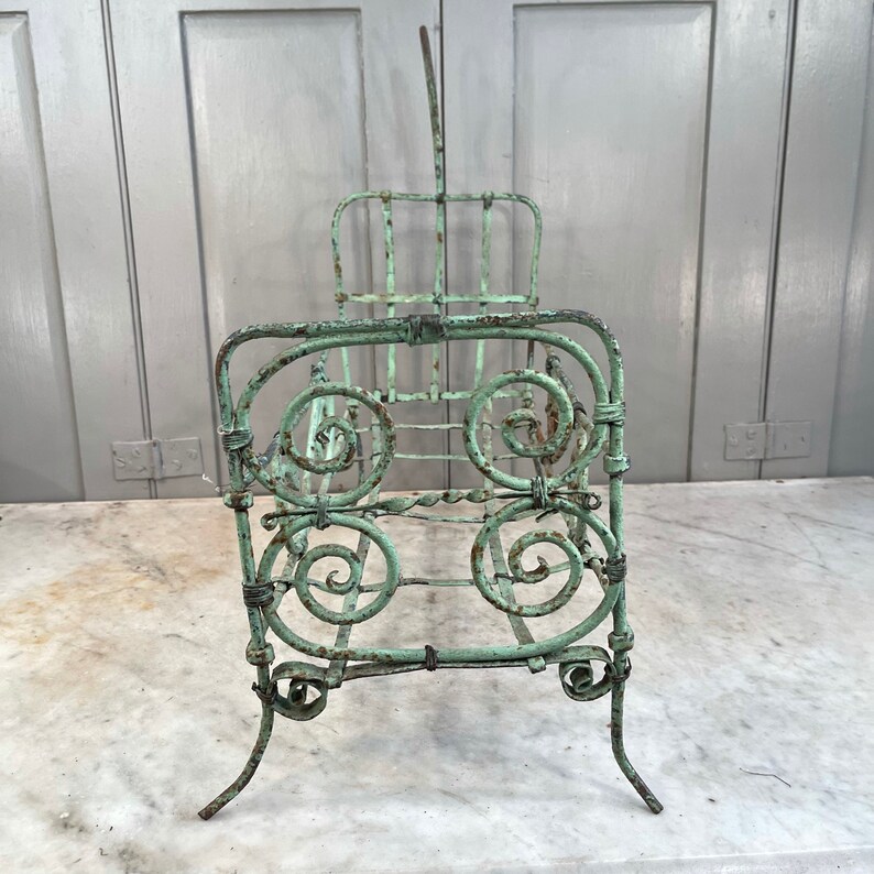 Antique French Green Wrought Iron Dolls Bed Etsy UK