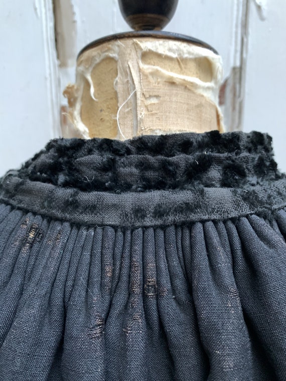 Antique Dutch handmade long black wool silk cape … - image 9
