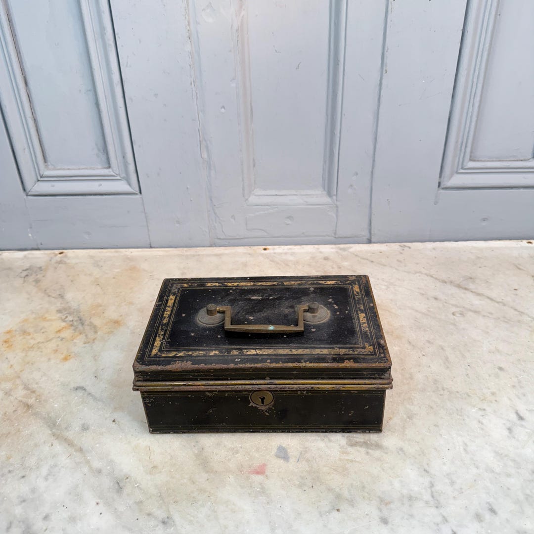 Antique Victorian Toleware Cash Tin or Box With Lift Out Tray - Etsy