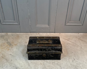 Antique Toleware Cash Tin or Box Moneybox With Key - Etsy UK