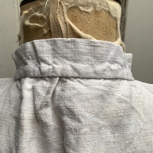 Antique French beige cream off white linen flax hemp shirt dress chemise smock initials GBM size L no 2 image 7