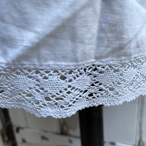 Antique white cotton apron with lace trim size S image 10