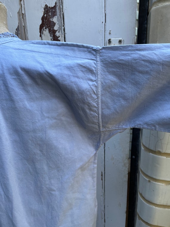 Antique French light blue linen cotton metis dres… - image 7