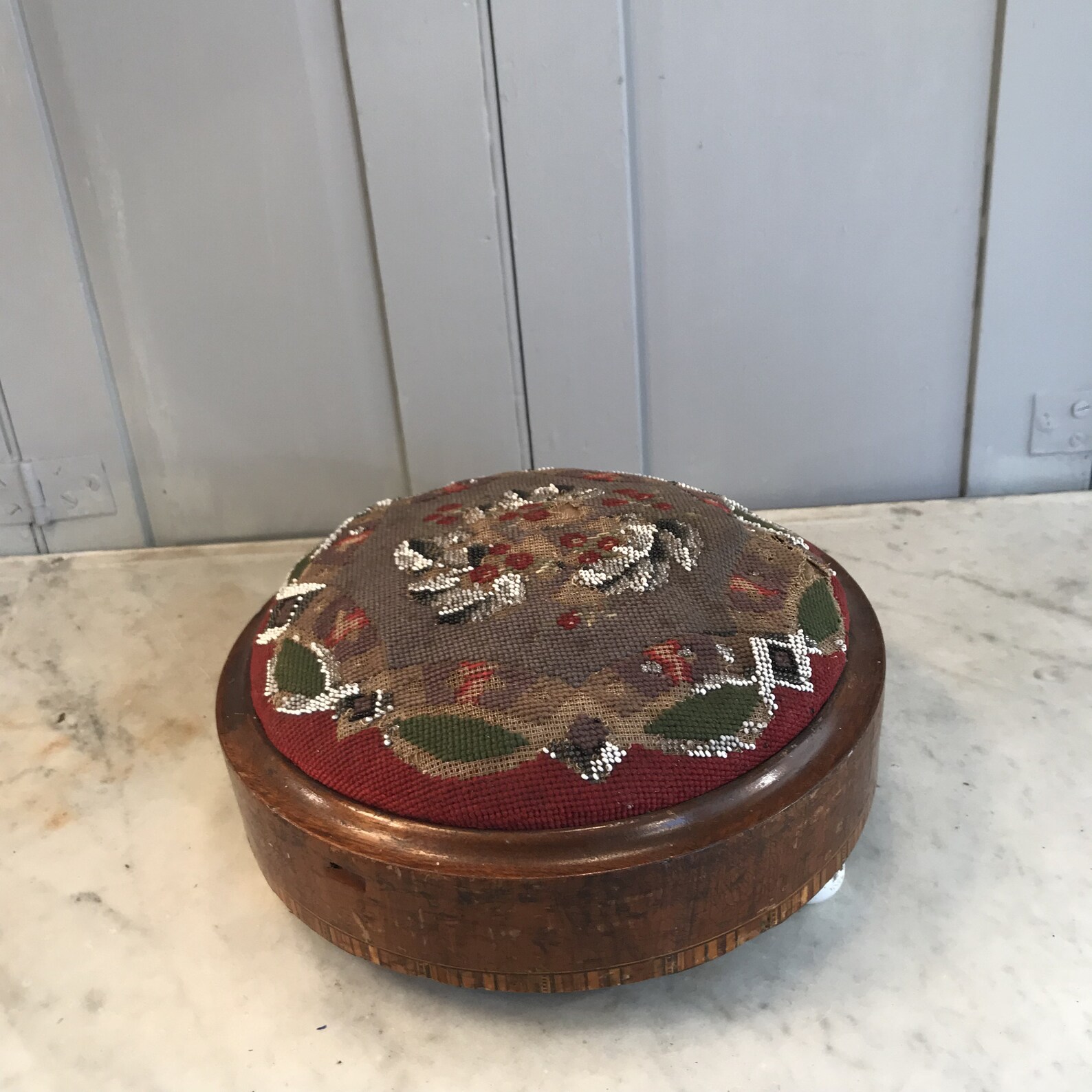Antique Victorian beaded footstool | Etsy