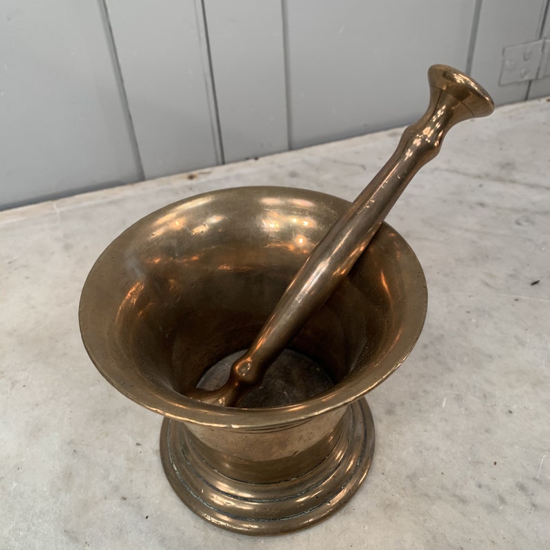Antique large brass pestle and mortar Etsy