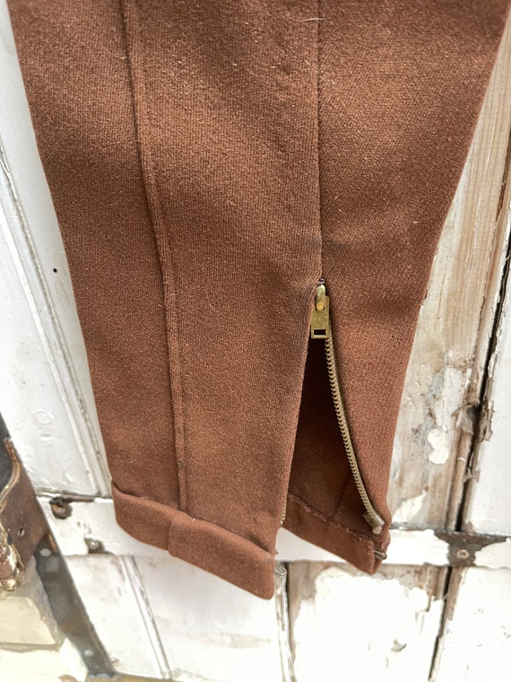 Antique brown wool riding breeches jodhpurs size S - image 7