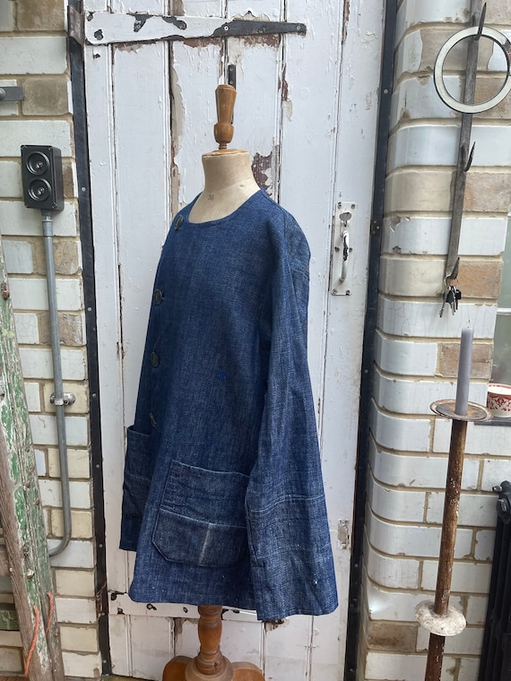 Antique vintage Dutch handmade blue indigo cotton… - image 4