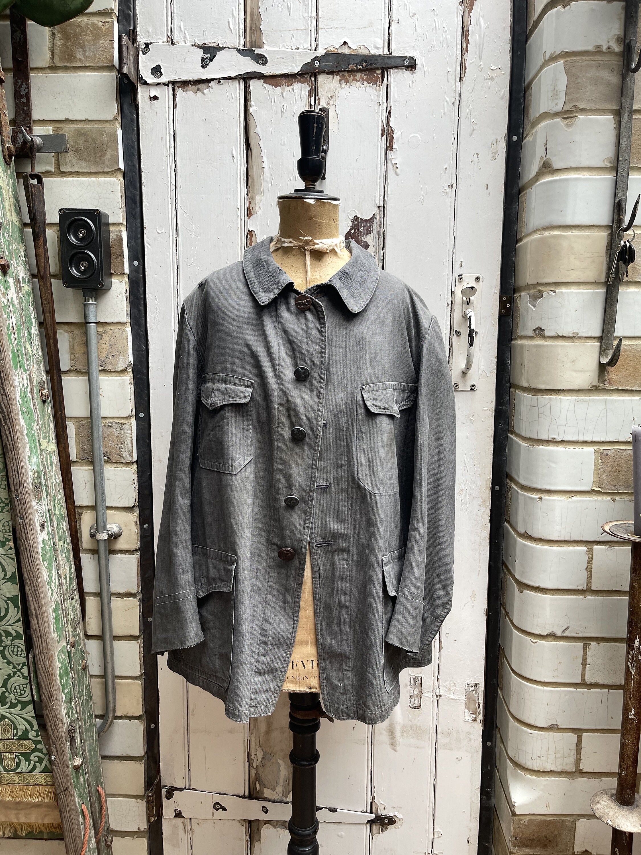 Antique French Grey Cotton Gamekeepers Hunting Chasse Jacket Coat Size M Etsy Ireland