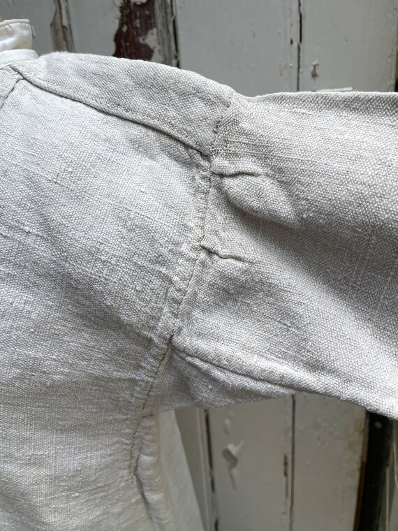 Antique French cream off white linen hemp flax un… - image 5