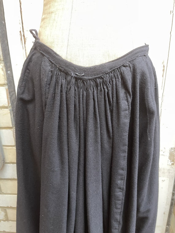 Antique Dutch handmade long black wool skirt with… - image 6