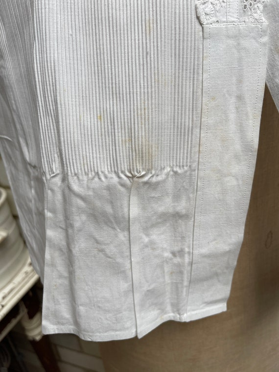 Antique Dutch white starched cotton bib shirt blouse … Gem