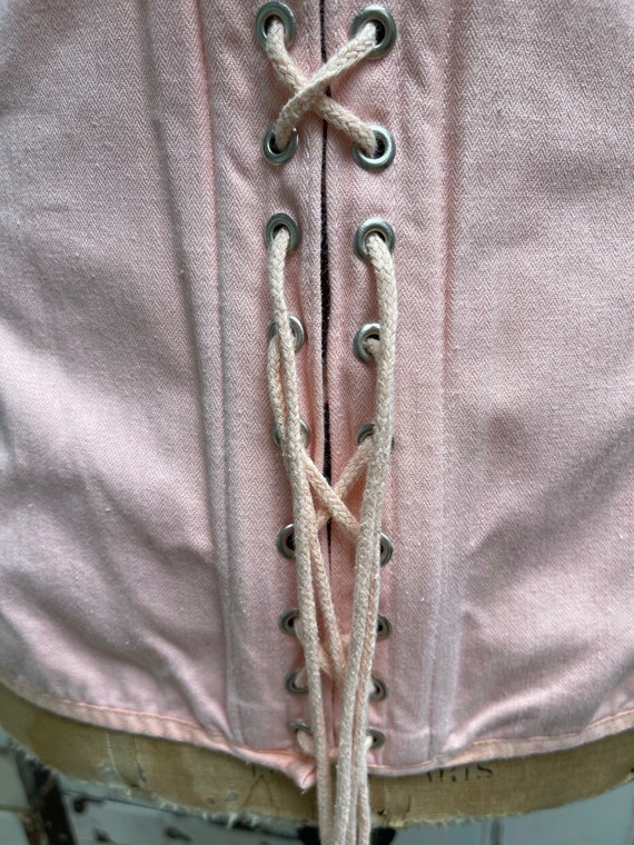 Antique vintage English lingerie pink corset - image 3