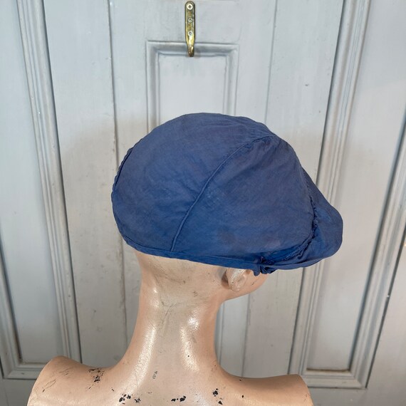 Antique vintage Dutch handmade blue cotton hat bo… - image 6