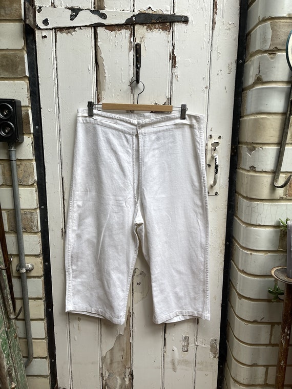 Antique vintage French short white cotton trouser… - image 1