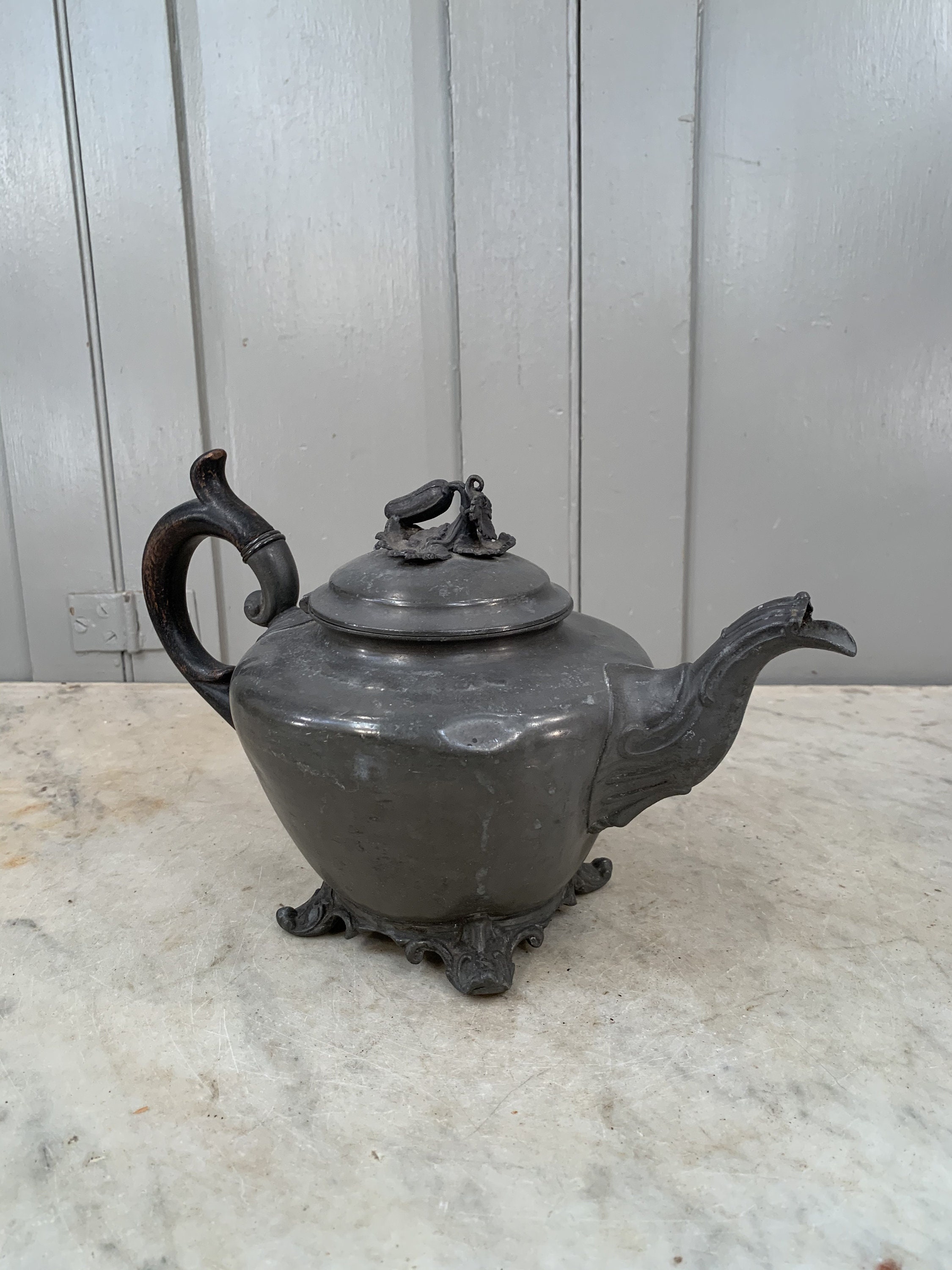 Antique English Pewter Teapot Display Only Etsy