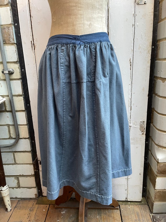 Antique vintage French handmade blue wool skirt s… - image 2