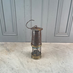 Lampada da minatore in ottone antico