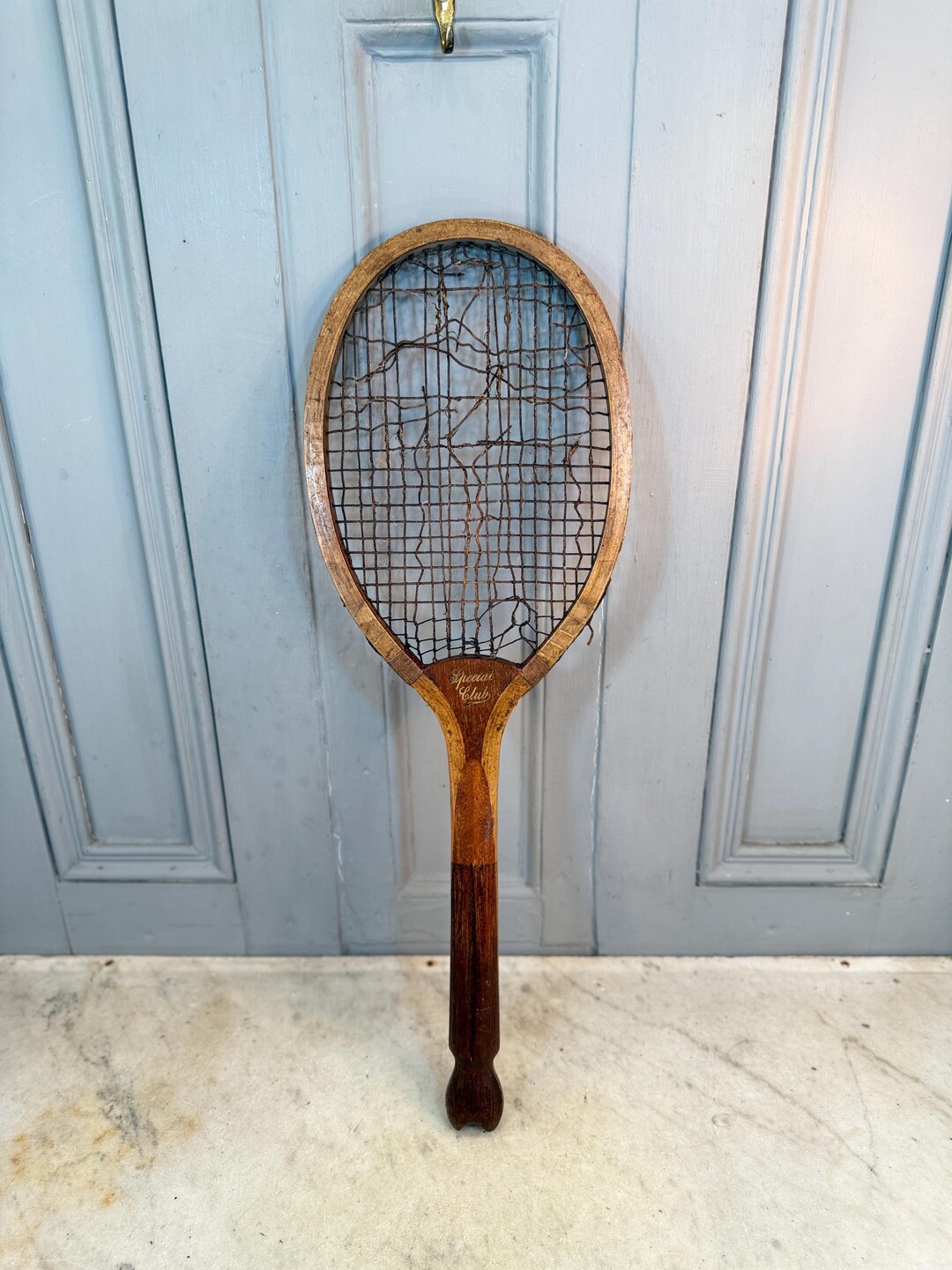 Antique Wooden Fishtail Tennis Racket - Etsy