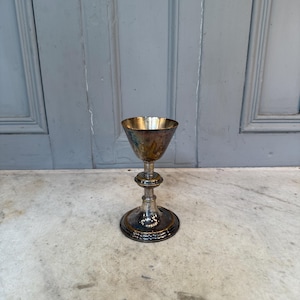 Antique silver plated church chalice communion cup