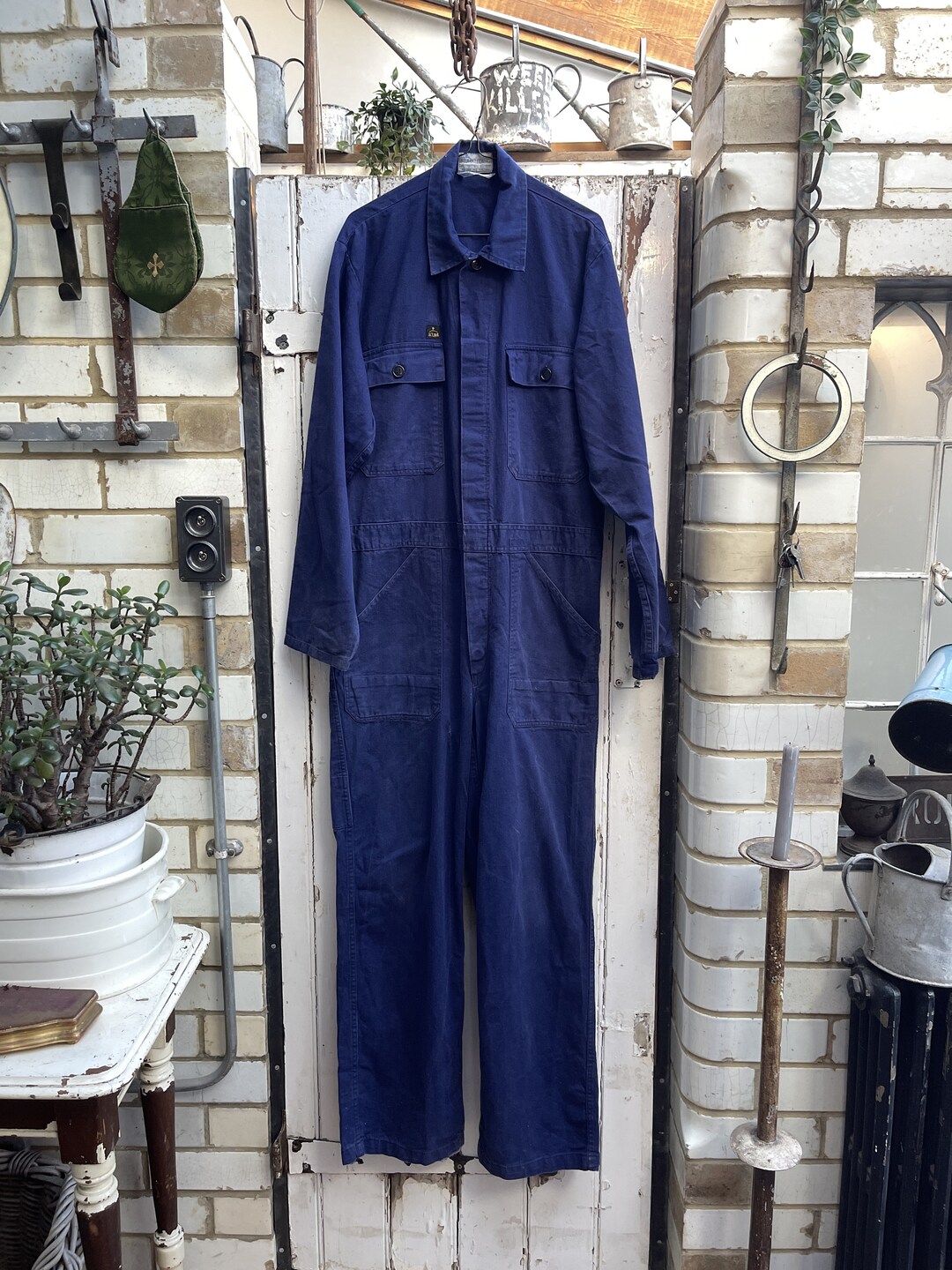 Vintage Dutch KLM Kleding Blue Cotton Workwear Overalls Jumpsuit